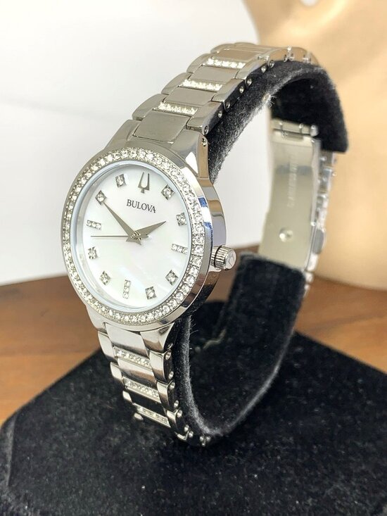 Bulova Women\'s Watch 96L320 Quartz White Mother of Pearl Dial Crystal Accent main image 7